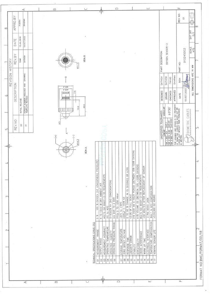 Medical Oxygen Sensor Philips | Biometriccables
