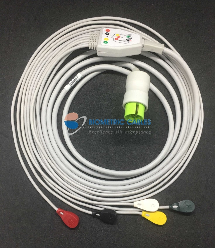 5 Lead Button Snap ECG Cable