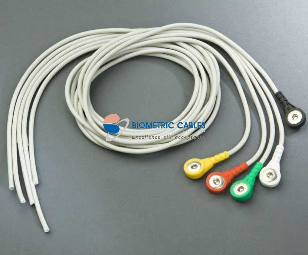 5 Lead ecg cable Button/snap