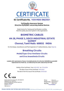 Neonatal ventilator circuit certificate