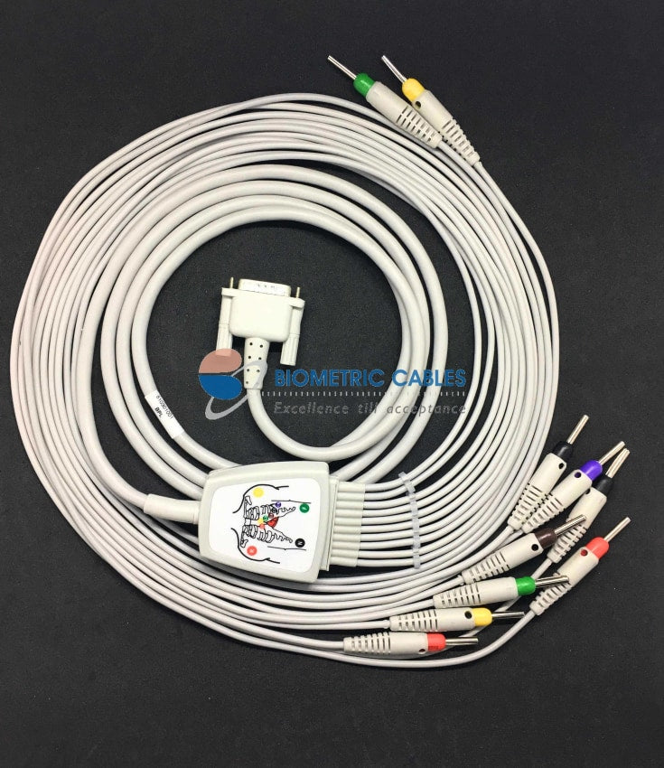 10-Lead ECG/EKG Patient Cable - Fits Bionet CardioCare 2000, Schiller, Welch Allyn